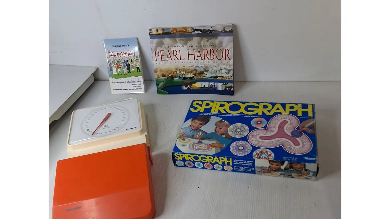 Soehnle Scale- As Is, Spirograph Kit, Pearl Harbor Book, Misc.