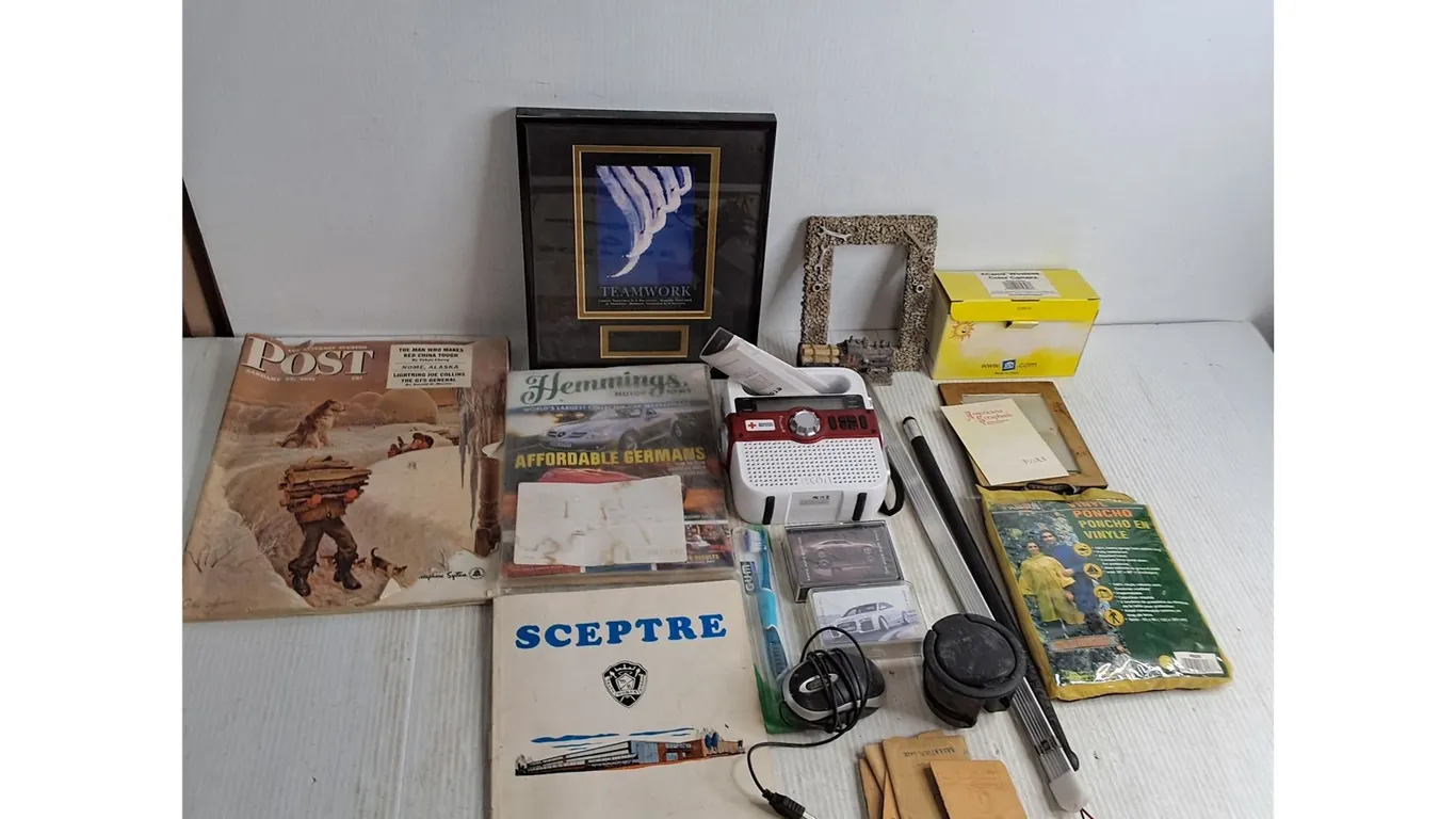 Vintage Magazines, Wall Decor, American Red Cross Radio, Rain Poncho, Camera, Bank Books