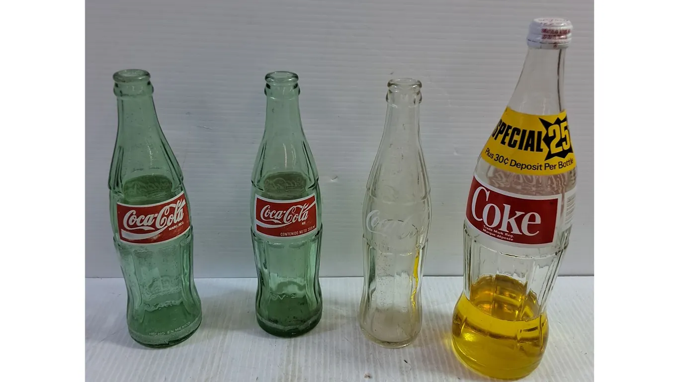 Glass Coke Bottles - Large One is Unopened