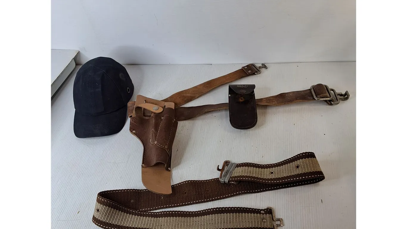 Bump Cap & (2) Belts- One with Holster & Sheath