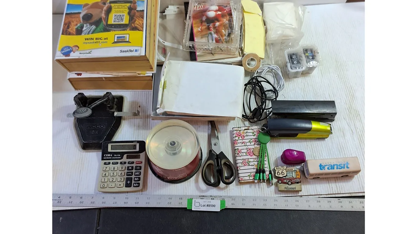 Phonebooks, Stapler, Cards, Calculator, Hole Puncher, Misc