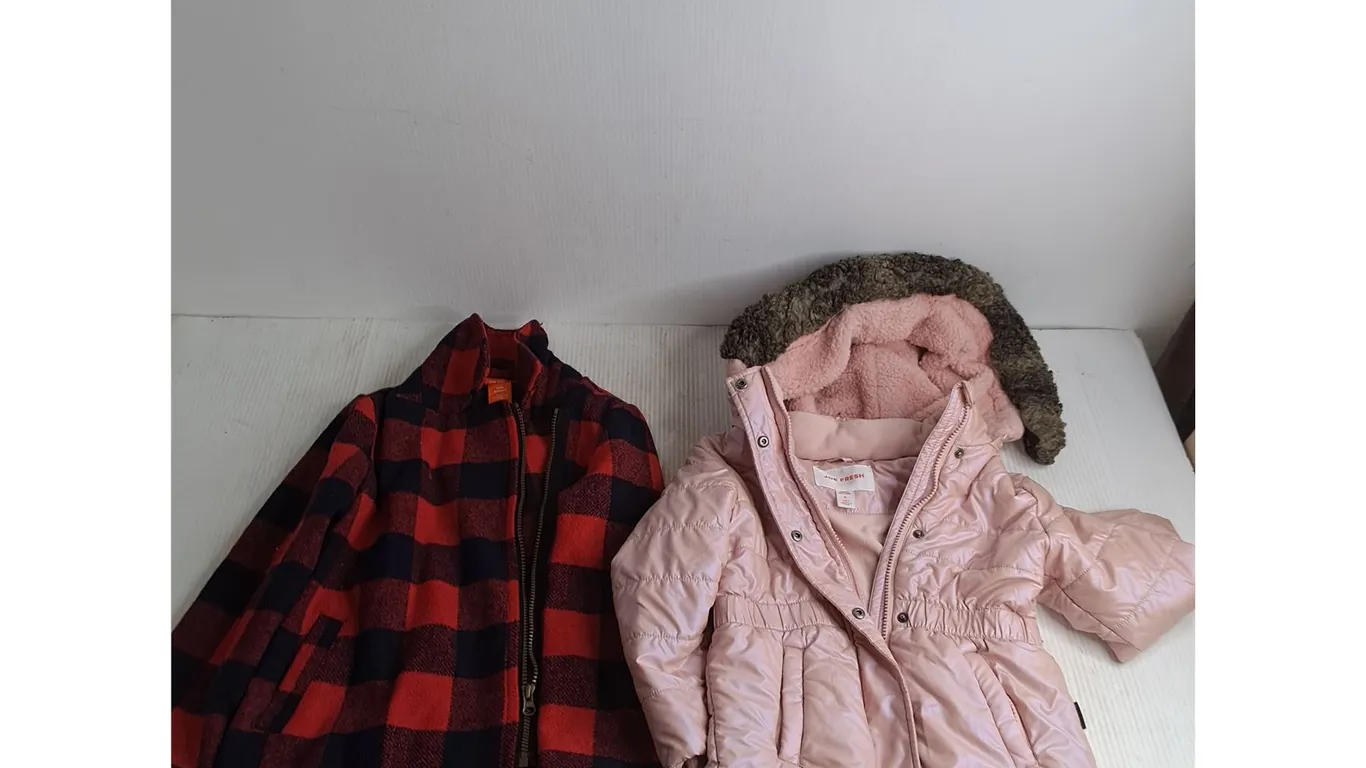 (2) Joe Fresh Kids Jackets (Red = Medium 7/8, Pink = Toddler 4)