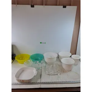 (2) Plastic Bowls, (2) Serving Pot, (4) Heller Plastic Bowls