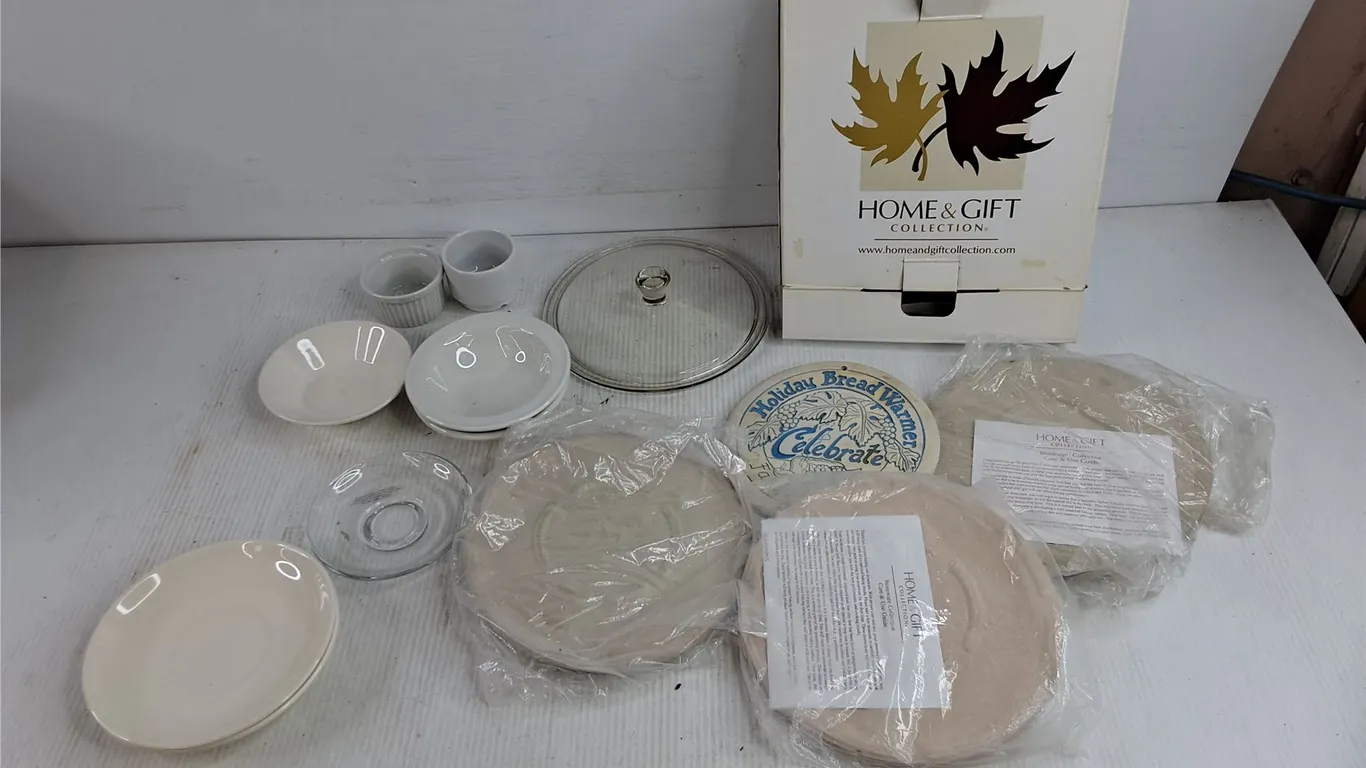 Mini Baking Stones, Espresso Cup, Plates & Glass Lid