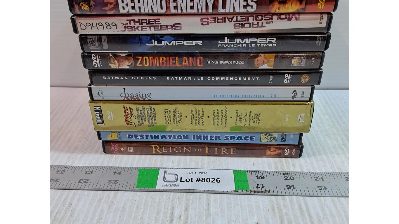 (9) DVD Movies-Behind Enemy Lines,Chasing Amy,Indiana Jones,Reign of Fire and more