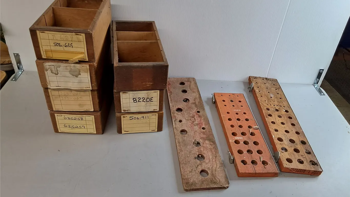 Wooden Storage Boxes 11.5" x 5.5" x 3" & Drill Bit Holders