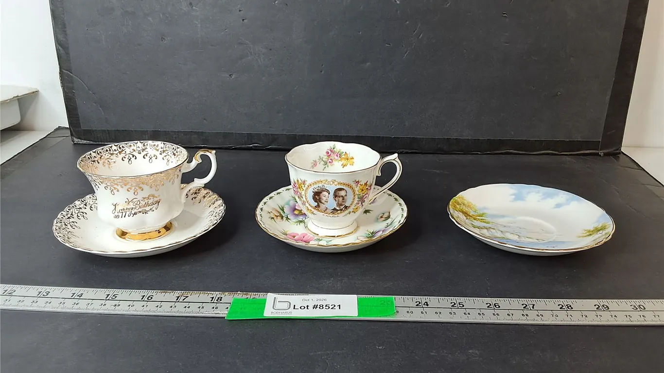 (2) Teacups & (3) Saucers- Some Bone China