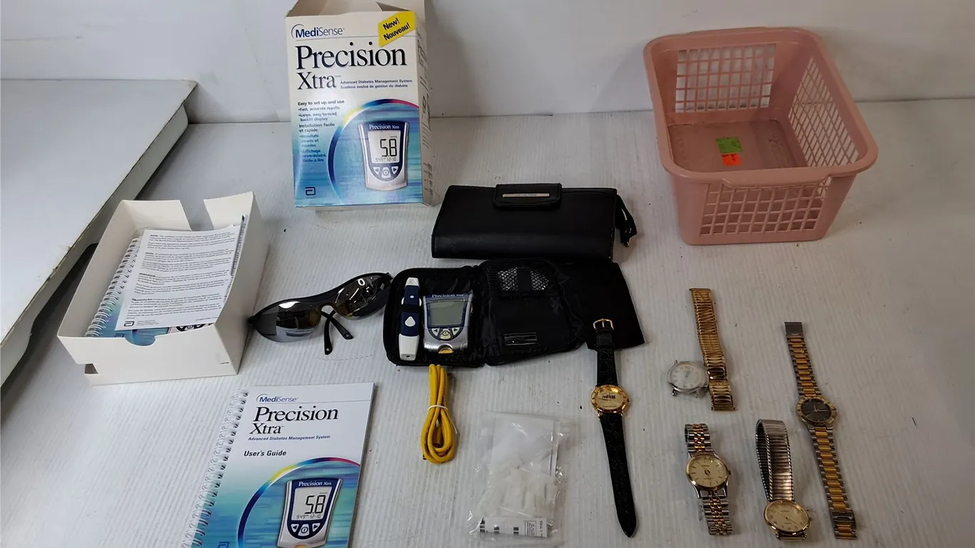 Carol Reed Wallet, Wristwatches, MediSense Diabetes Management System, Misc.