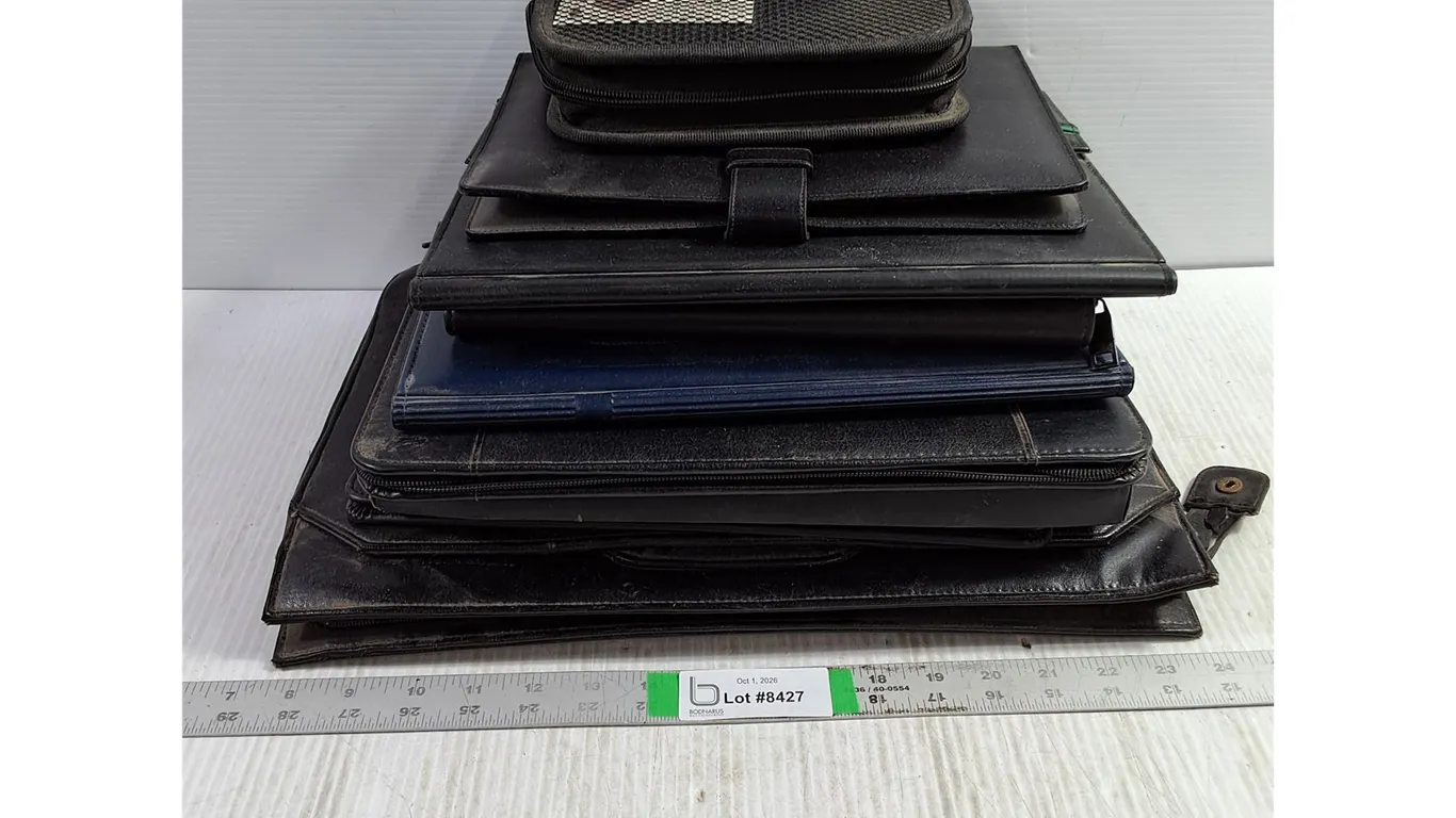 (9) Assorted Sizes Business Padfolios and Case