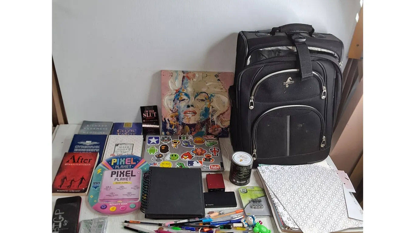 Atlantic Rolling Suitcase, Books, Lenovo Laptop, Wrapping Paper, Devices, Stationery, Wax, Misc.