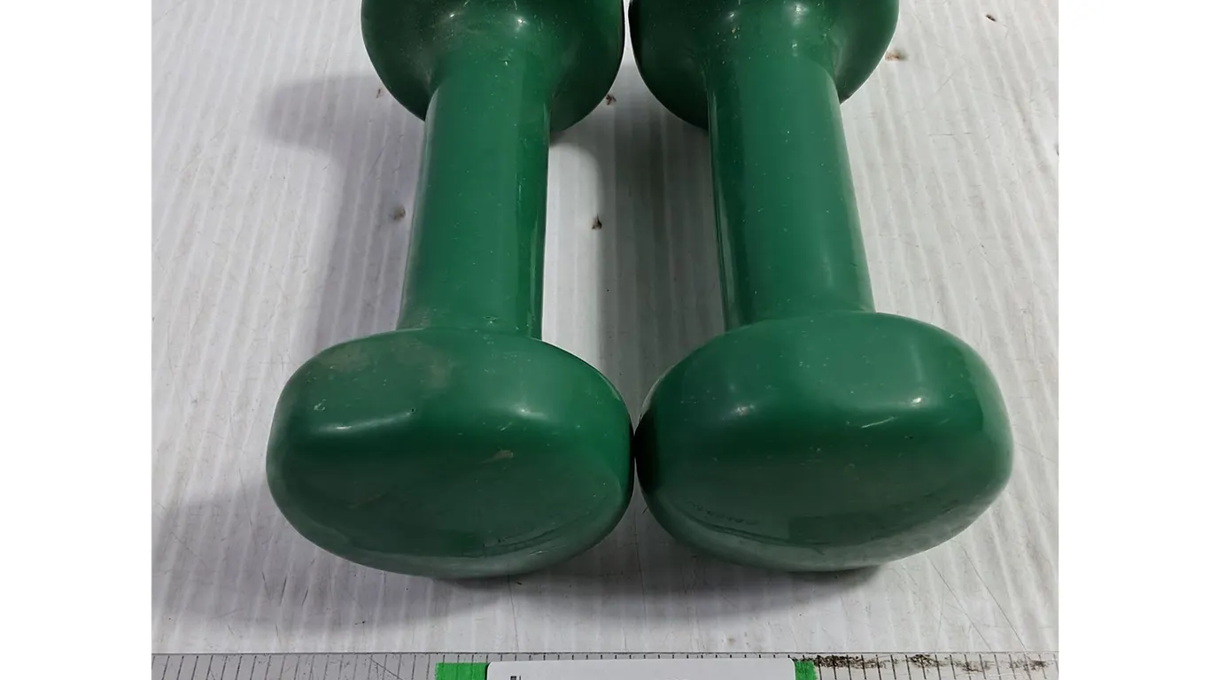 Pair of Green Vinyl-Coated Hand Weights