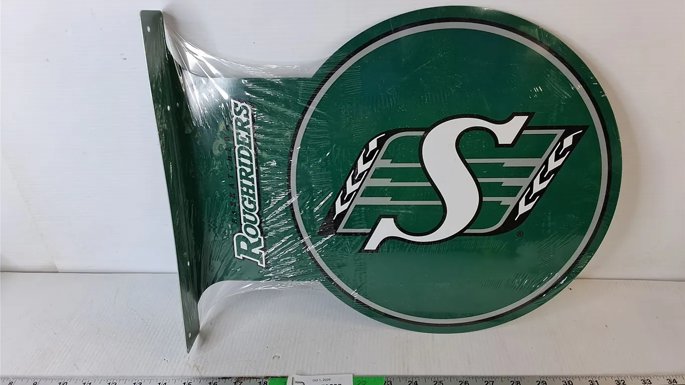 Metal Sask. Roughriders Sign 17" x 13.5"