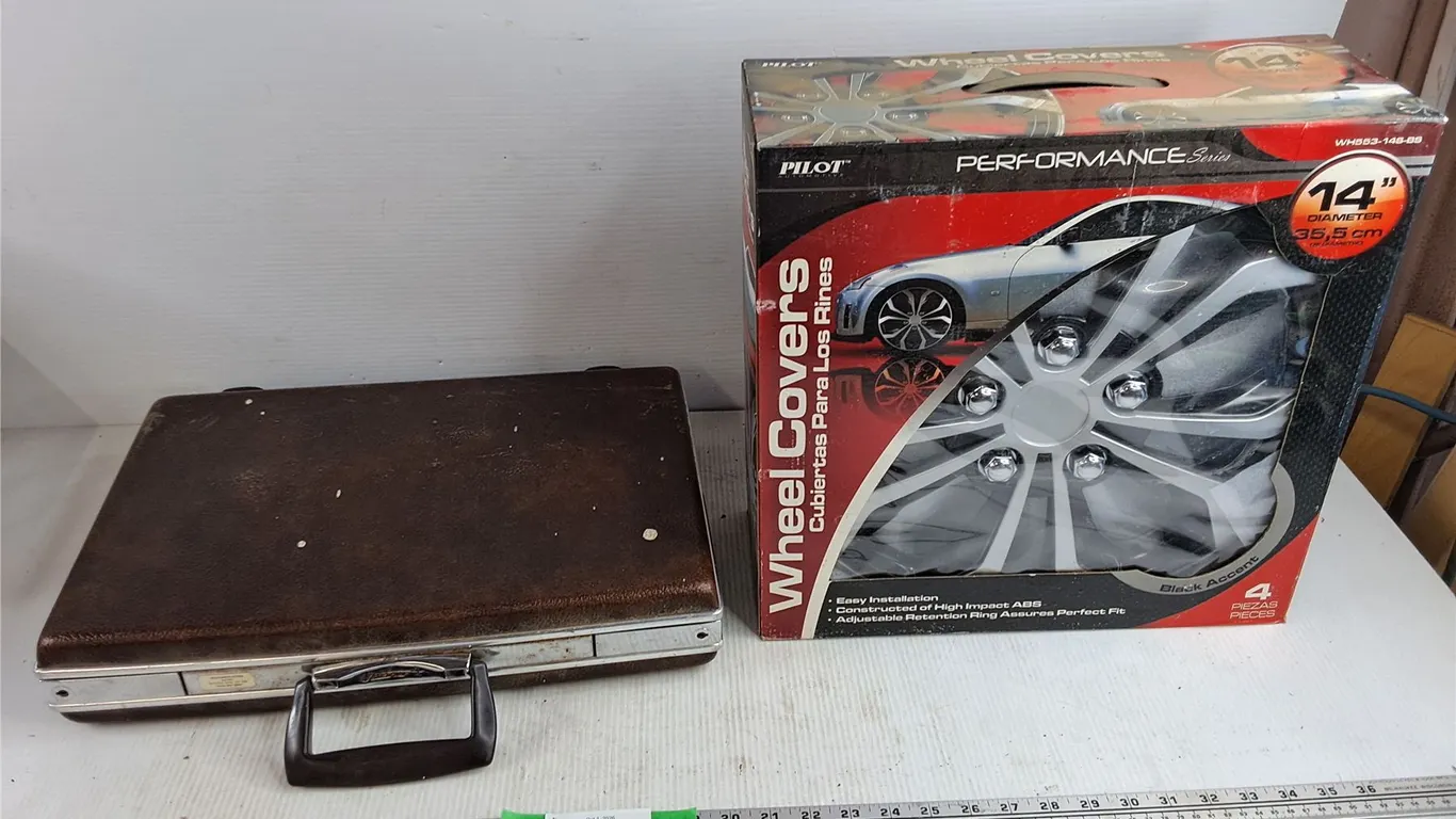 Vintage Briefcase & 14" Wheel Covers