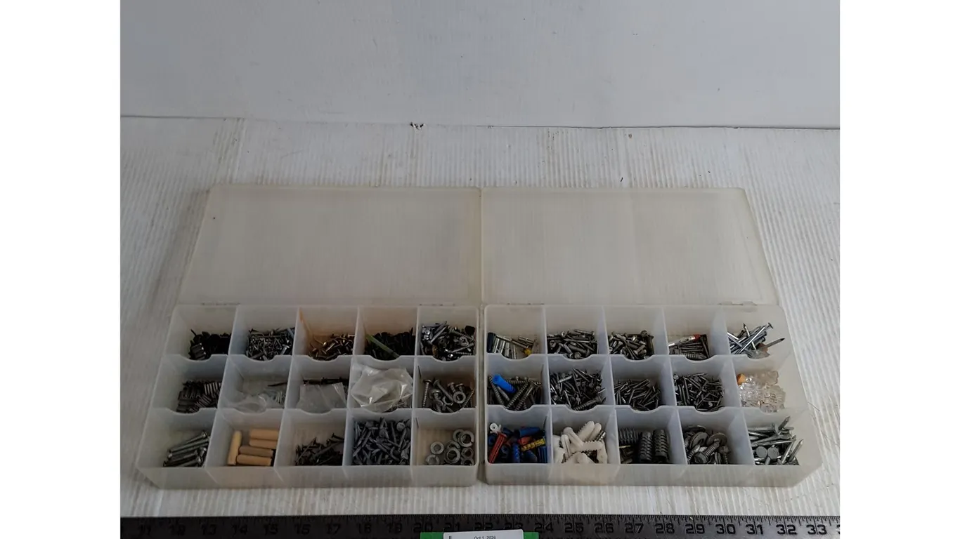 (2) Clear Parts Trays w/Assorted Hardware