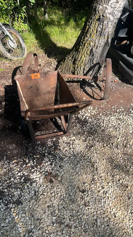 Vintage wheel barrow and axel