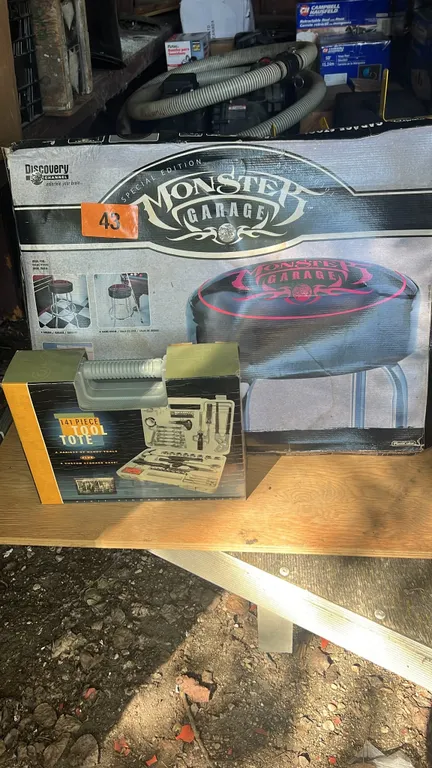 Shop seat and 141 piece tool set