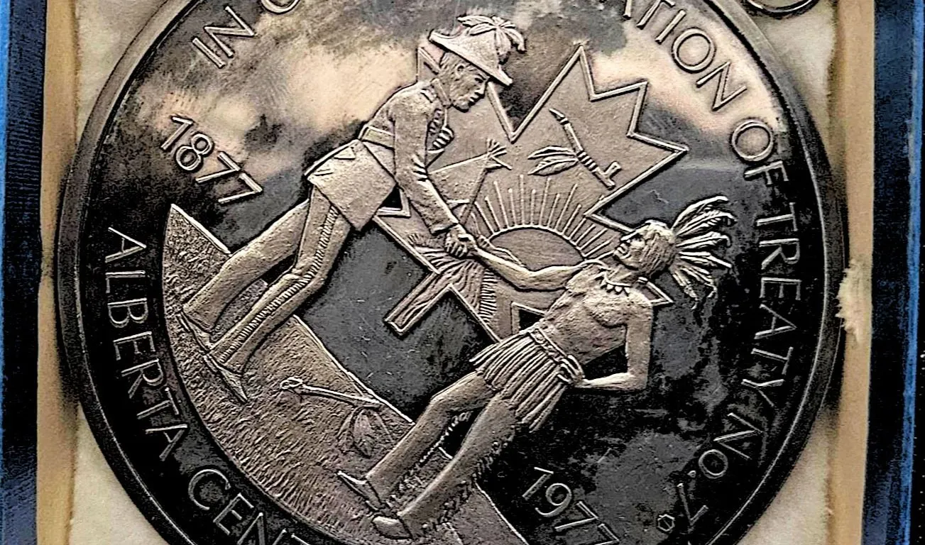 Commemorative Silver Medal 99.9% Pure 1877–1977 Alberta Centennial Treaty No.7 Coin