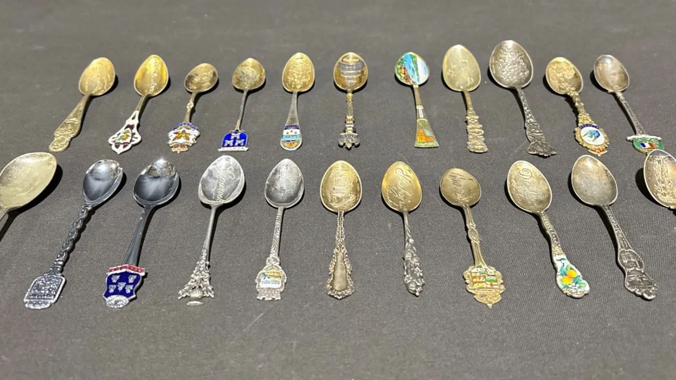 22 Souvenir Collector Spoons with Various Heraldic and Scenic Motifs