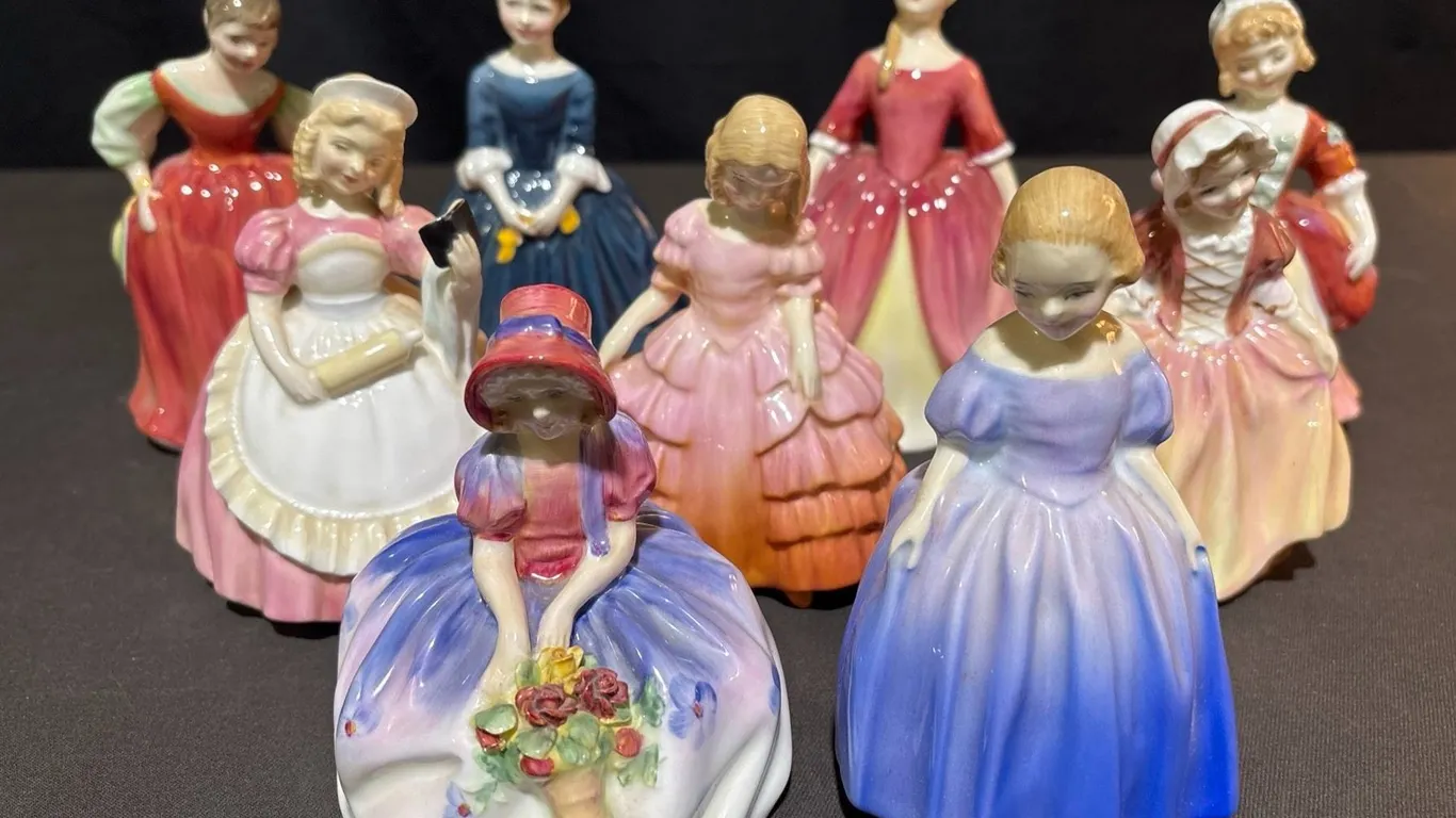 9 Royal Doulton Hand Painted Porcelain Ladies Figurines