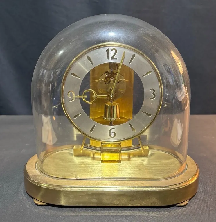 Kieninger & Obergfell Brass Anniversary Clock with Glass Dome