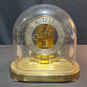 Kieninger & Obergfell Brass Anniversary Clock with Glass Dome and Original Instructions
