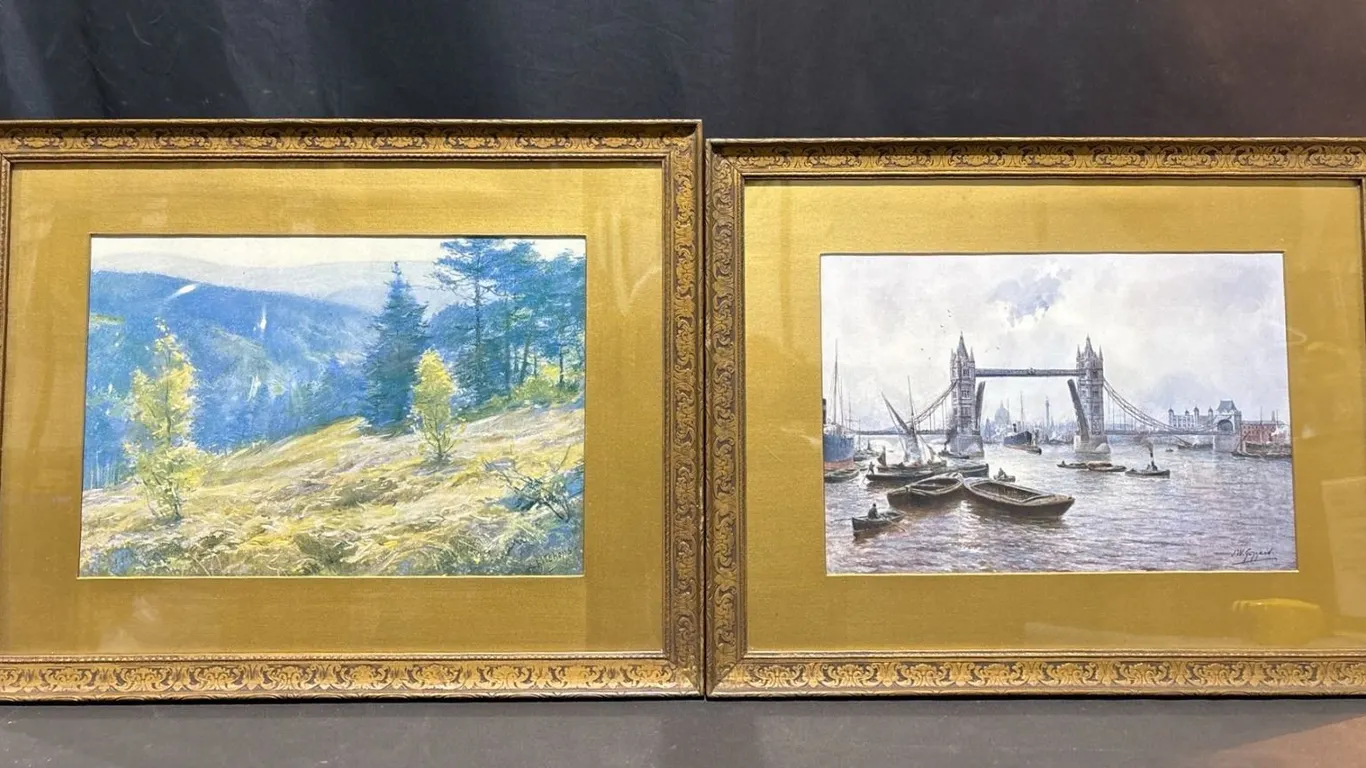Framed Prints: Landscape and Tower Bridge, Signed