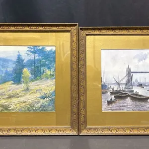 Framed Prints: Landscape and Tower Bridge, Signed
