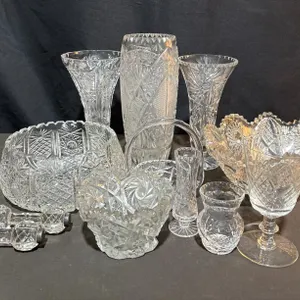 Pressed and Cut Glass Tableware and Decorative Pieces Lot