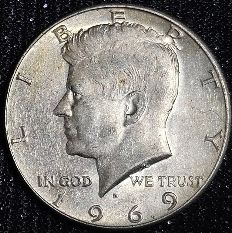 1969-D Kennedy Half Dollar Silver Coin, 40% Silver
