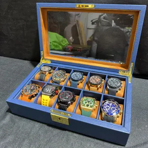 Men's Watches Lot of 10 in Blue Display Case