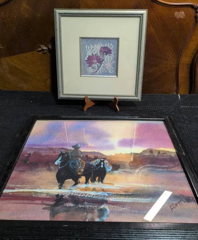 Framed Prints: Western Scene By Flatt Bres & Floral By Carol Robinson