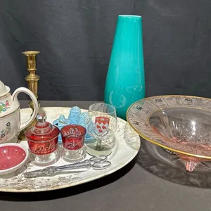 Decorative Tableware and Collectibles – Teapot, Pink Glass, Wade, Meakin, Brass