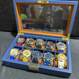 Invicta and Unitex Men's Chronograph Watches Lot of 10 With Display Case