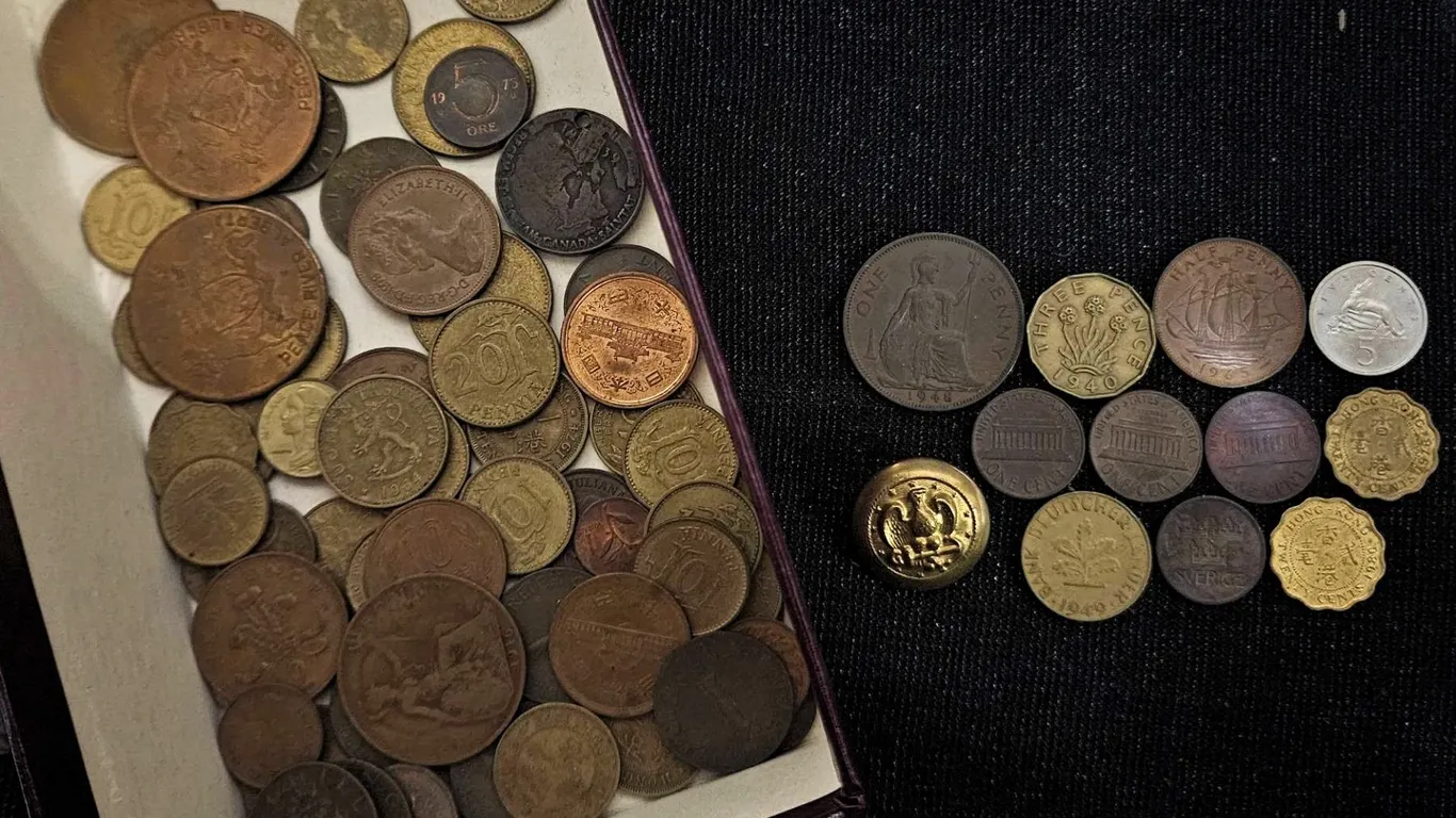 World Coin Collection With Button