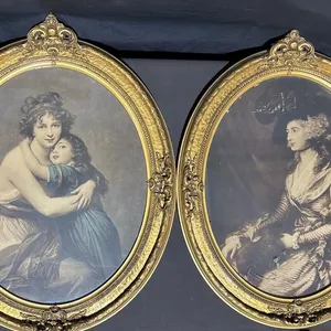 Oval Portrait Prints in Ornate Gilt Frames