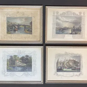 Four Framed 19th Century Hand-Coloured Engravings of European Scenes