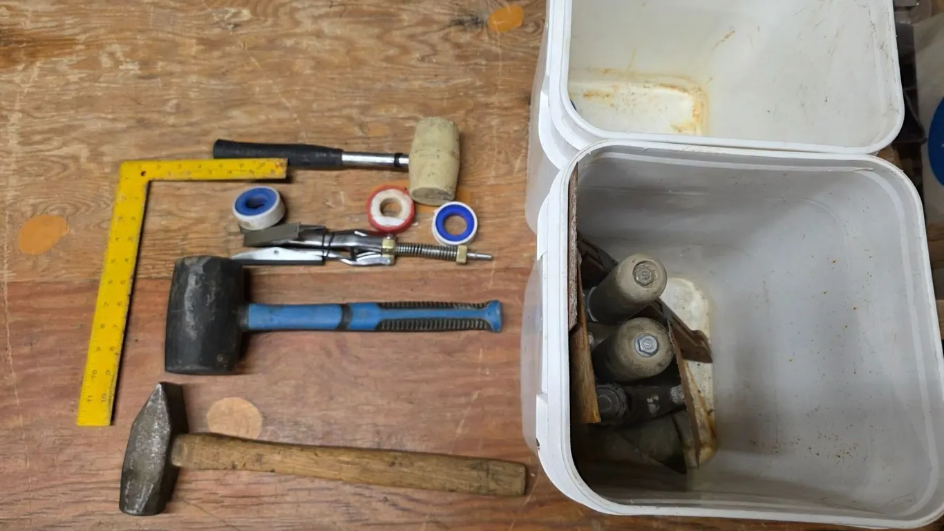 Bucket of misc tools- mallets