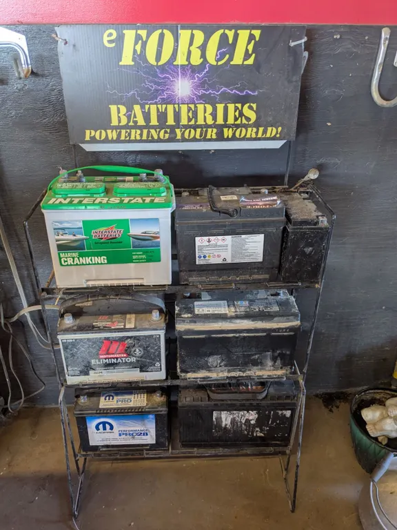*OFFSITE* Battery Display Rack w/ Untested Batteries