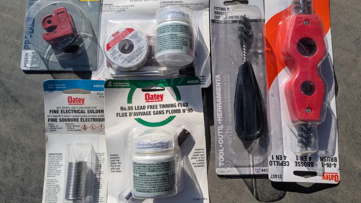 NOS Copper Plumbing Tool Lot – Solder, Cutter, etc.