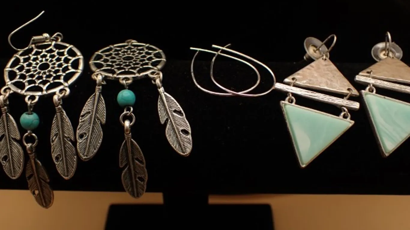 Three Pair of silver tone Earrings