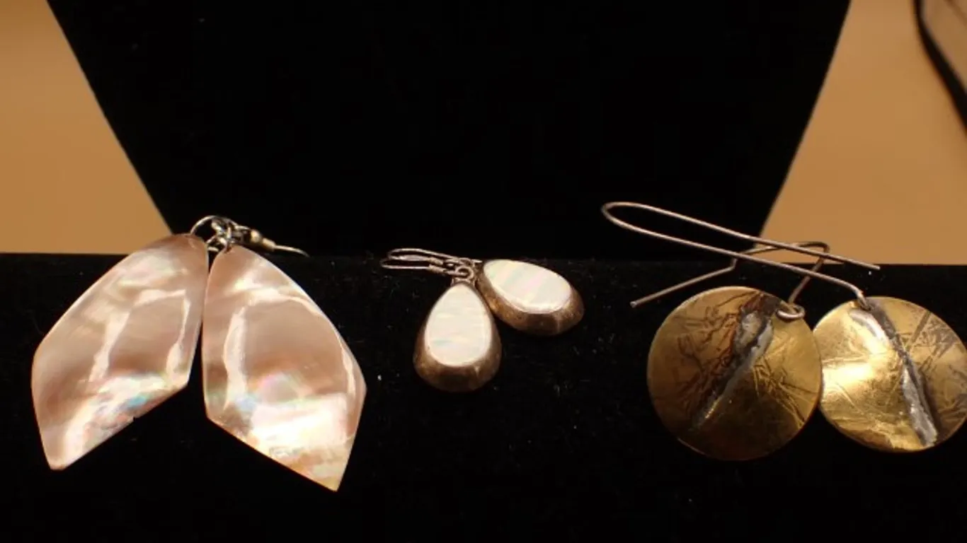 Three Pair of unique silver tone Earrings