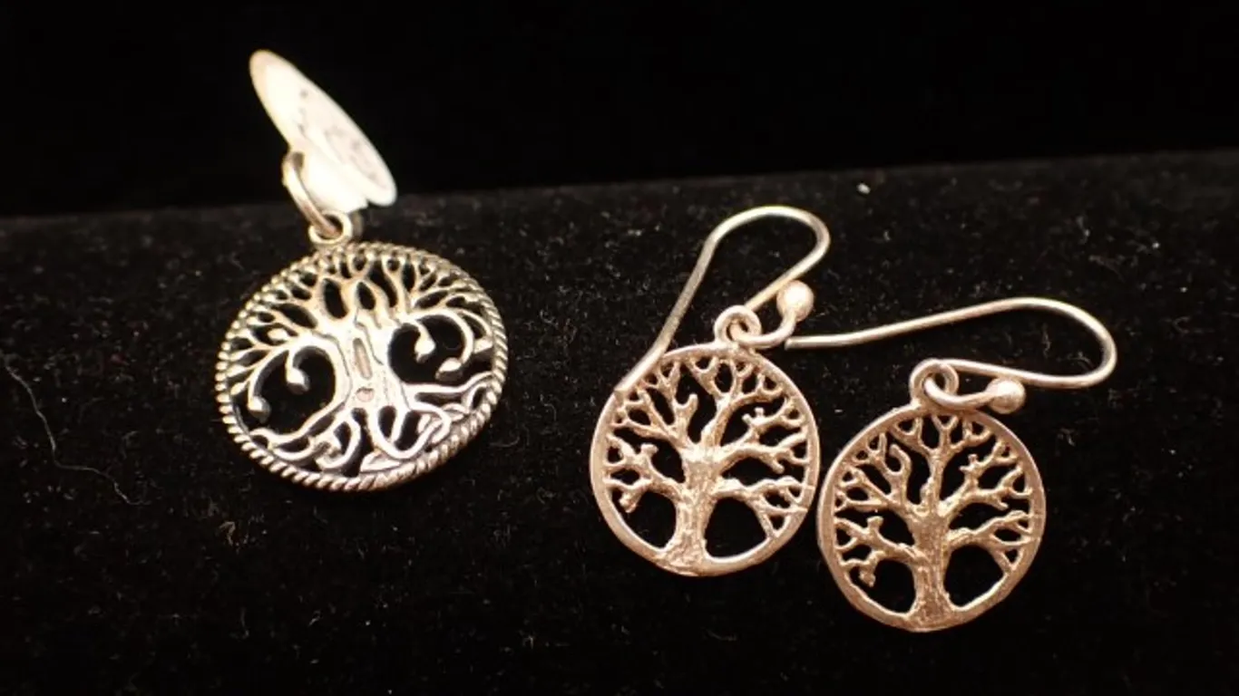 Sterling Silver Tree of Life pendant and earring set