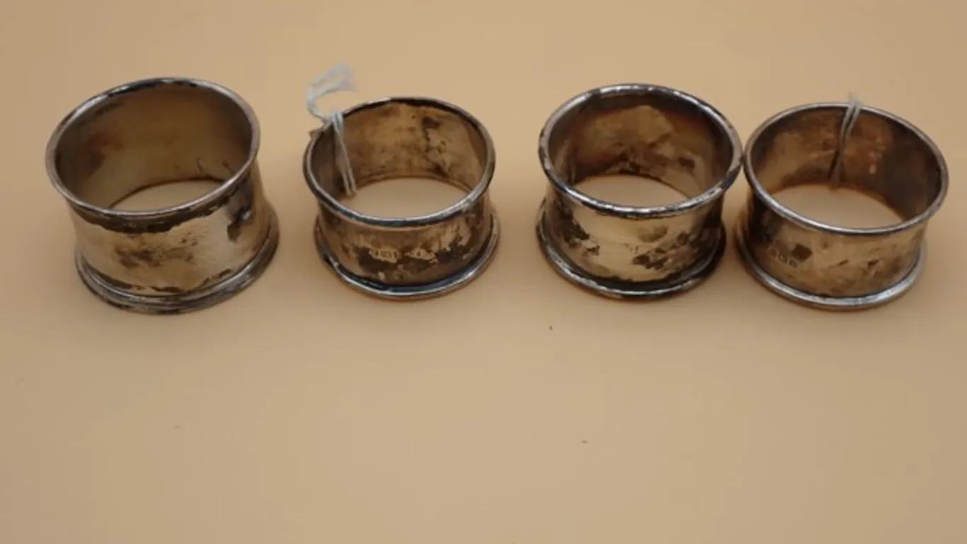 Four Napkin Rings in Sterling