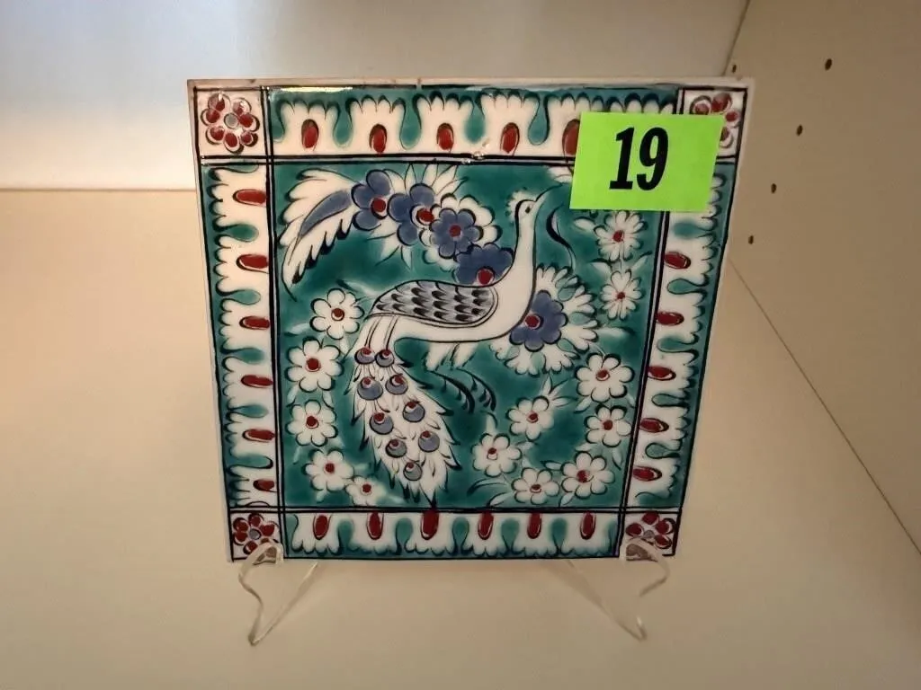 Hand painted Ikarus Pottery tile