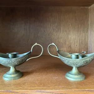 Brass aladdin candlesticks (2)