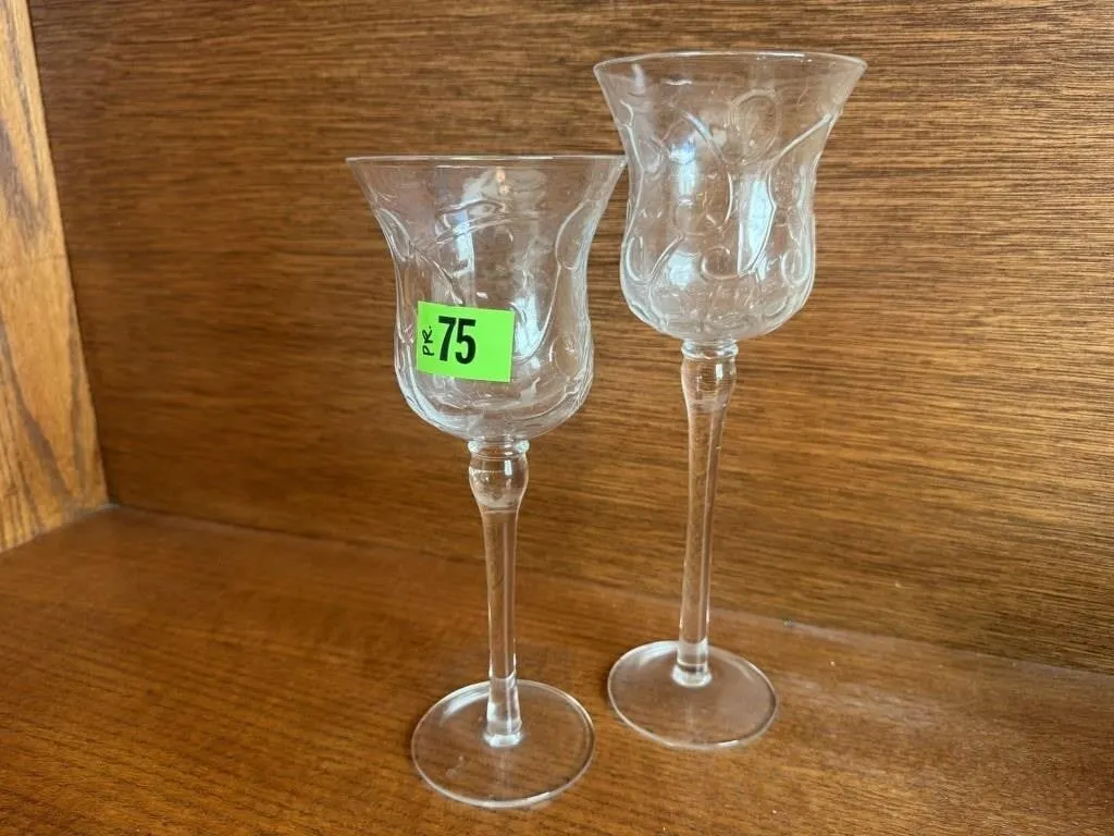 Glass candleholders (2)