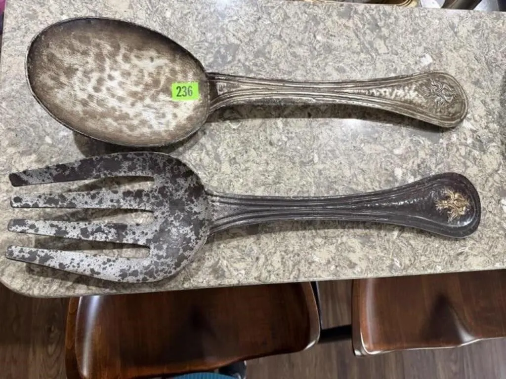 Oversized spoon, fork wall decor
