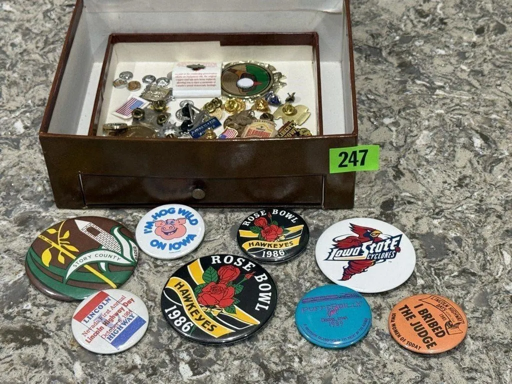 Jewelry caddy, buttons, lapel pins