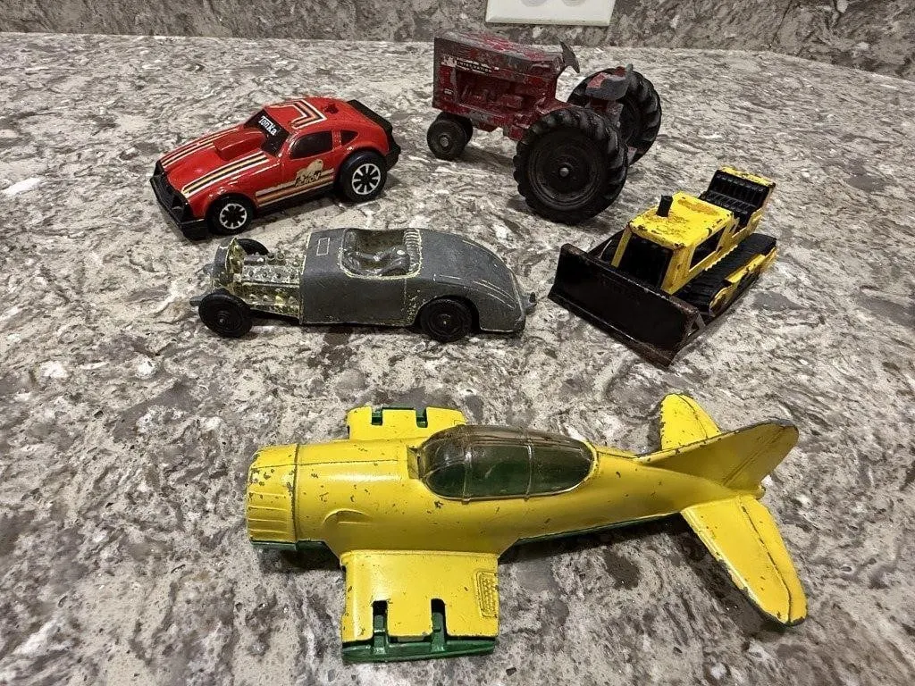 Box of vintage toys