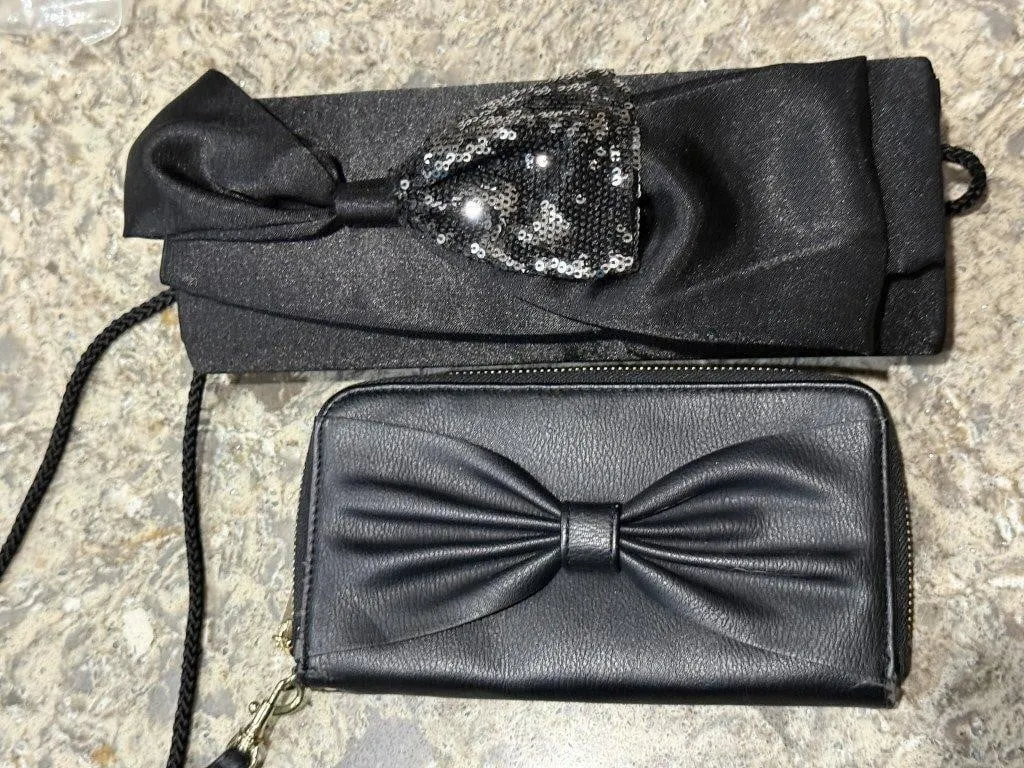 Black bow wallet, clutch
